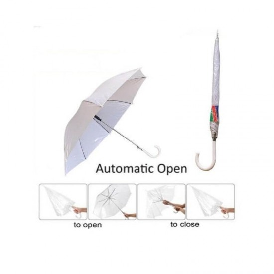 مظلة شمسية يدوية طويل - ابيض